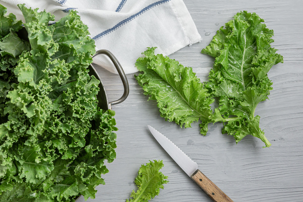 Frischer Grünkohl bereit zum Rüsten